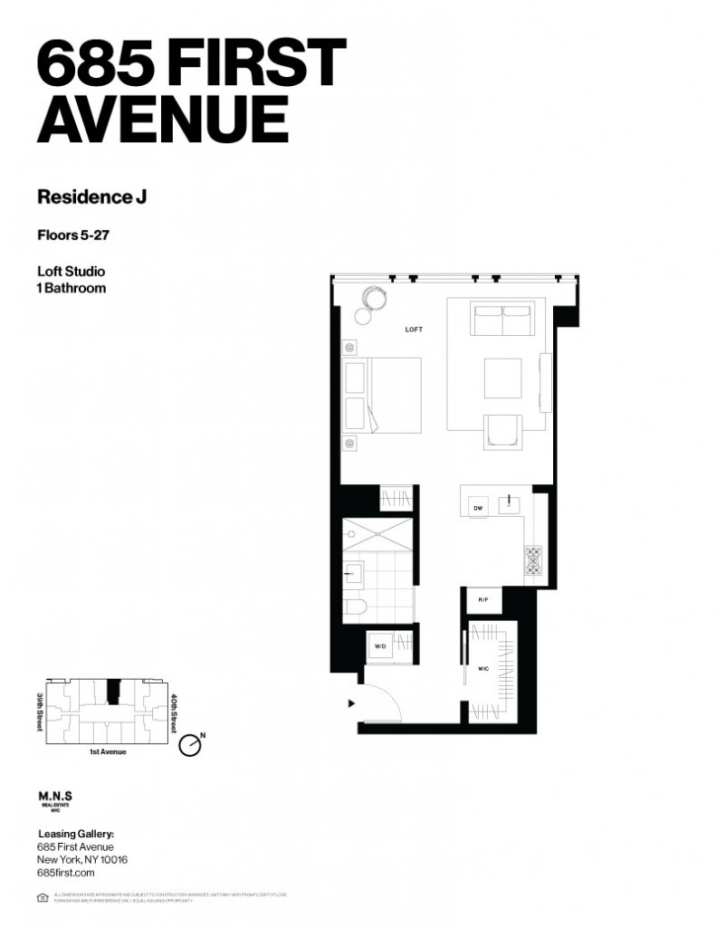 Floorplan for 685 1st Avenue, 23-J