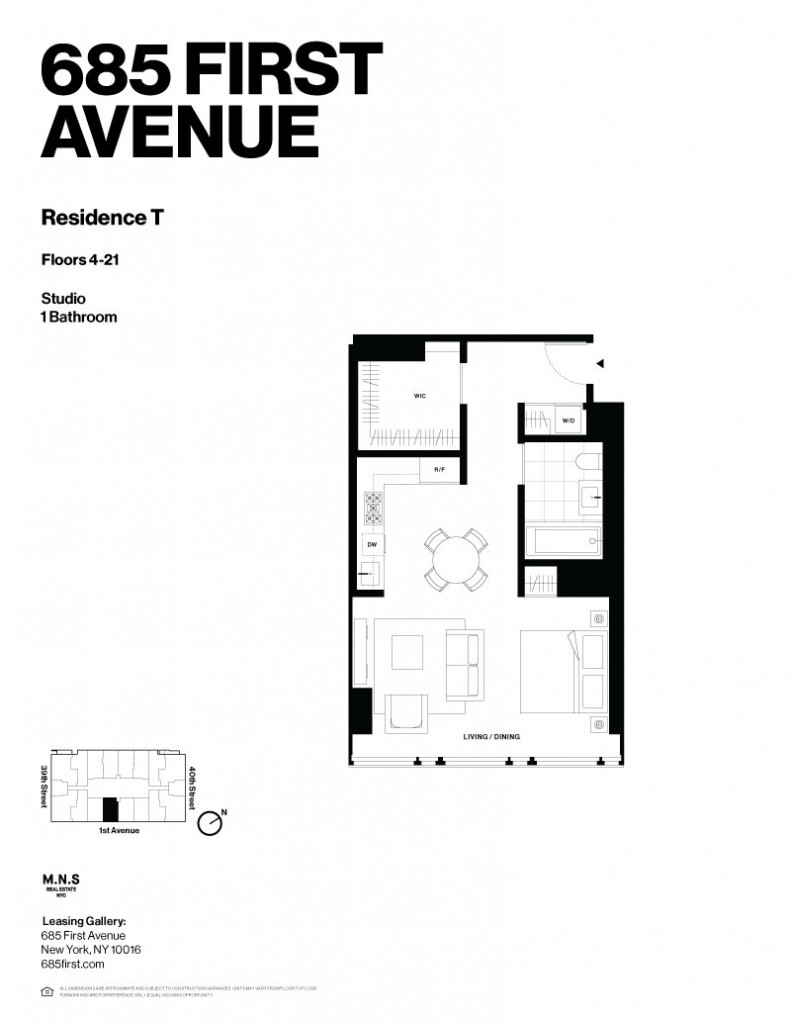 Floorplan for 685 1st Avenue, 19-T