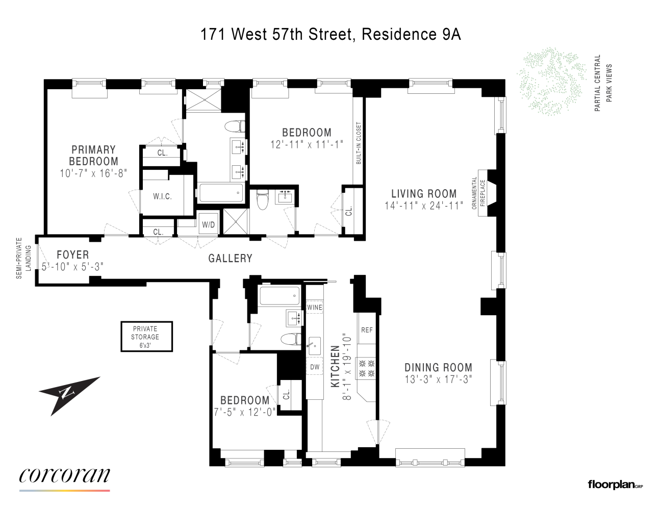 Floorplan for 171 West 57th Street, 9A