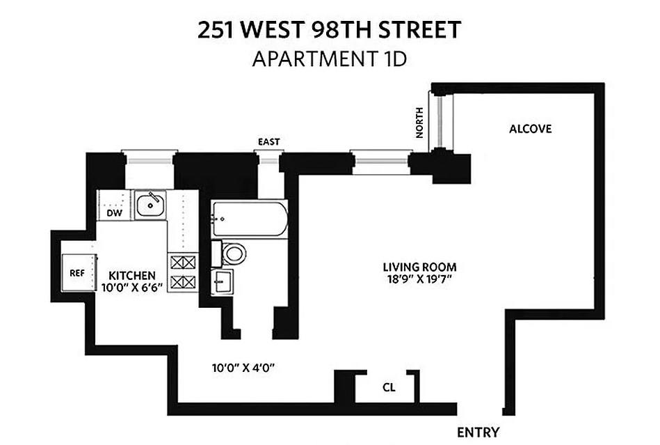 Floorplan for 251 West 98th Street, 1-D