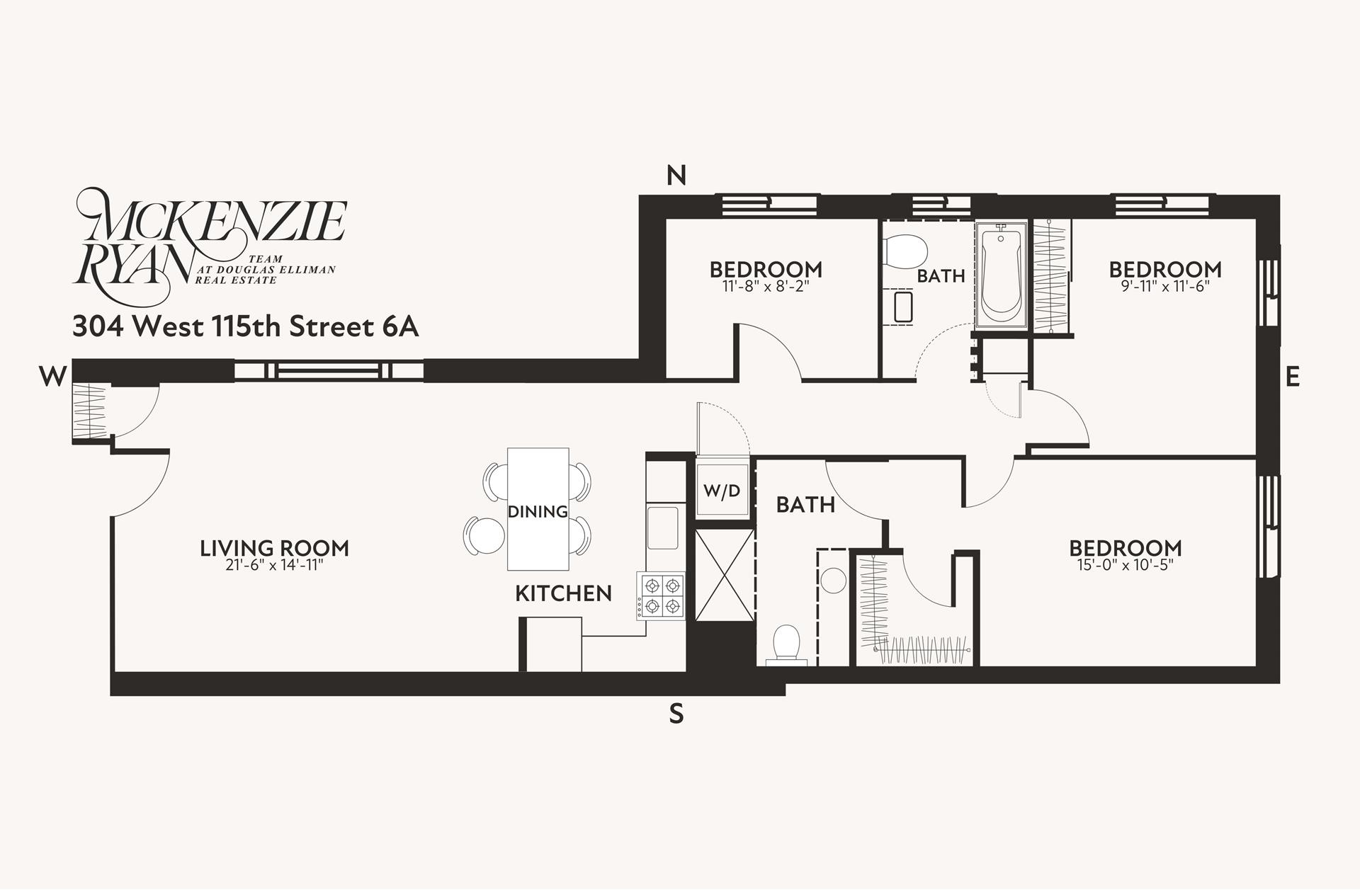 Floorplan for 304 West 115th Street, 6A