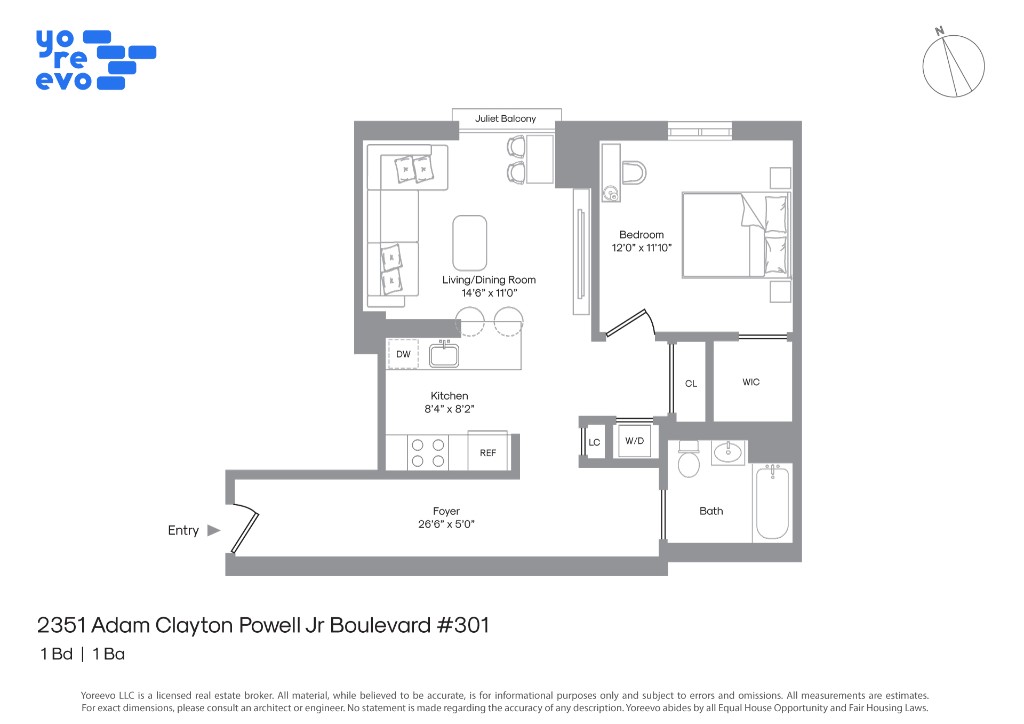 Floorplan for 2351 Adam Clayton Powell Jr Boulevard, 301