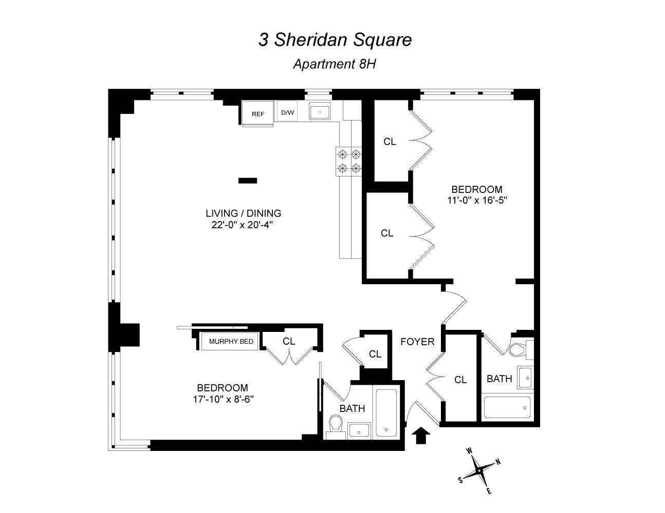 Floorplan for 3 Sheridan Square, 8H
