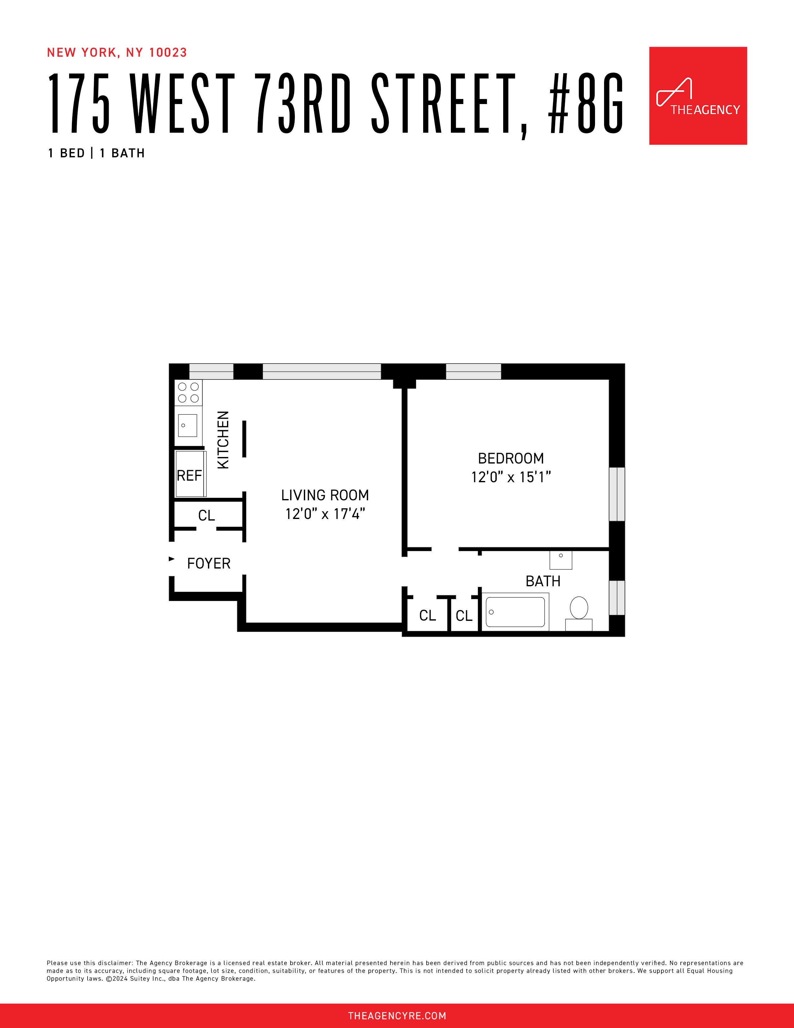 Floorplan for 175 West 73rd Street, 8-G