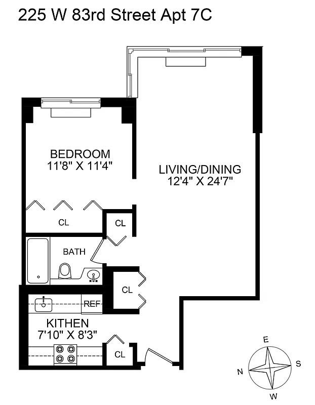 Floorplan for 225 West 83rd Street, 7-C