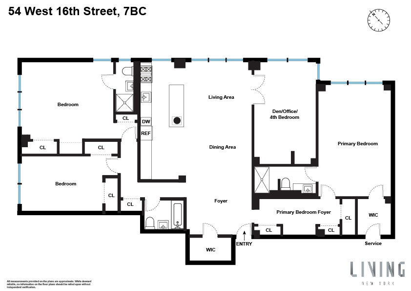 Floorplan for 54 West 16th Street, 7BC