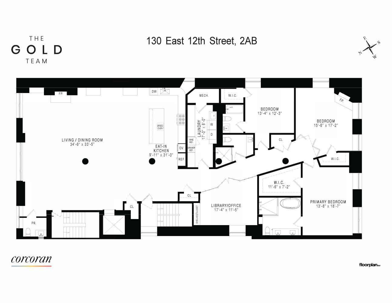 Floorplan for 130 East 12th Street, 2AB