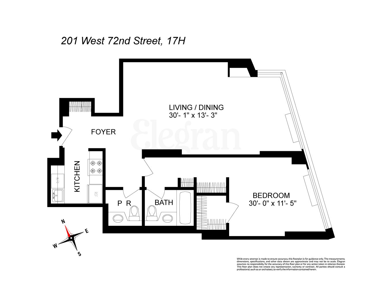 Floorplan for 201 West 72nd Street, 17-H