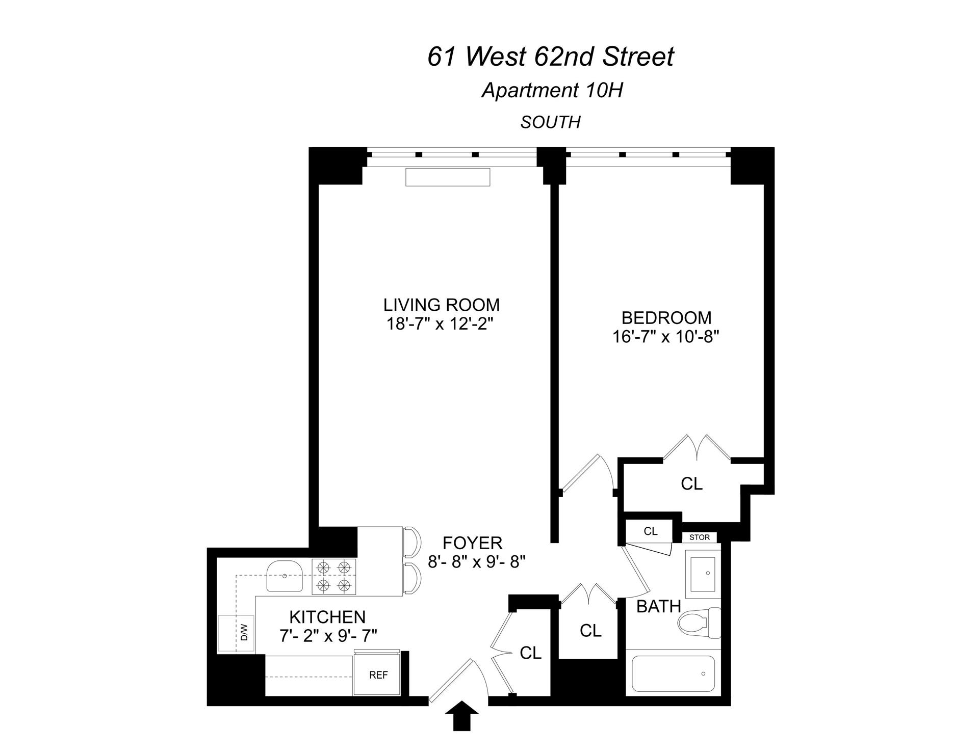 Floorplan for 61 West 62nd Street, 10H
