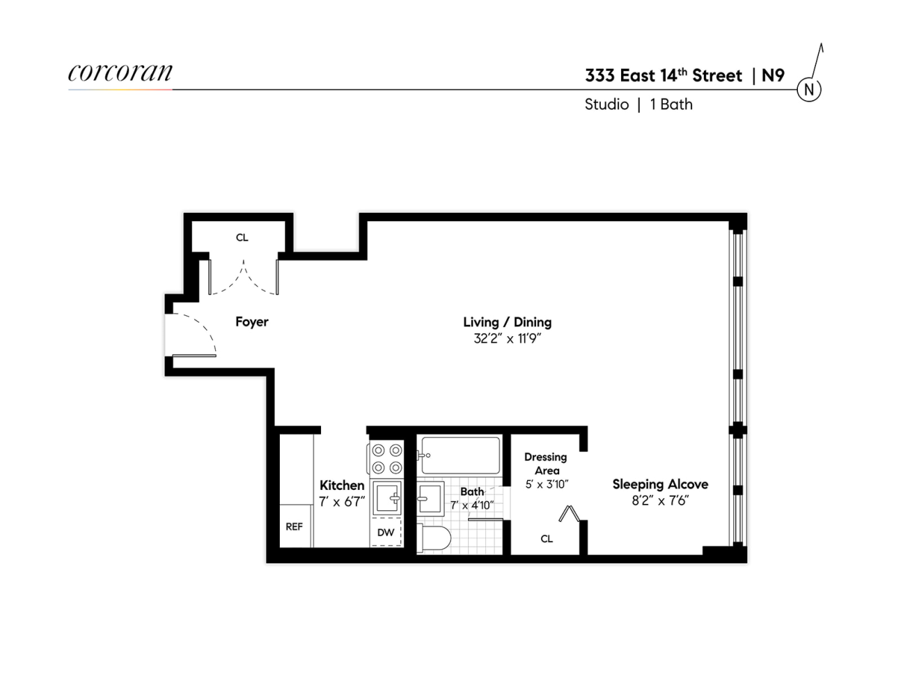 Floorplan for 333 East 14th Street, 9N