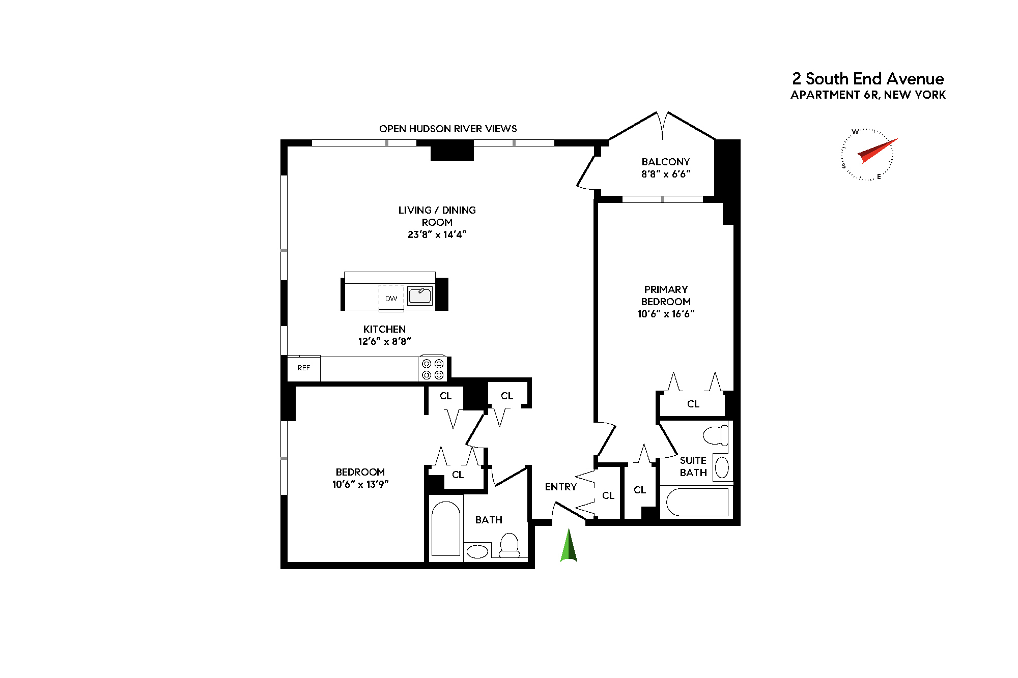 Floorplan for 2 South End Avenue, 6R