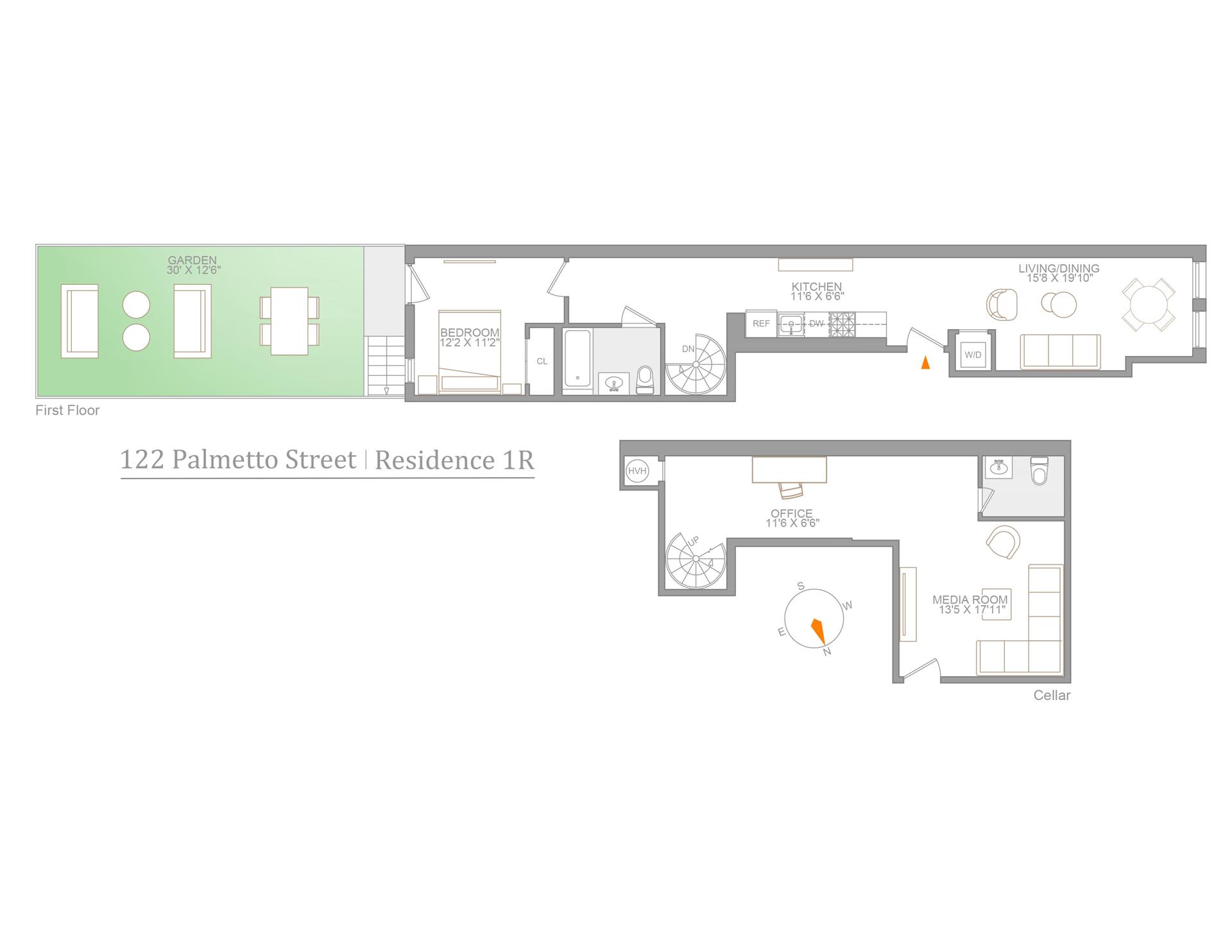 Floorplan for 122 Palmetto Street, 1R