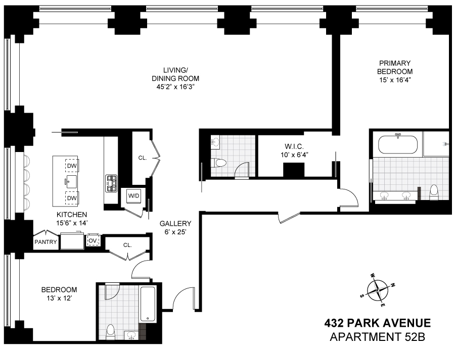 Floorplan for 432 Park Avenue, 52B