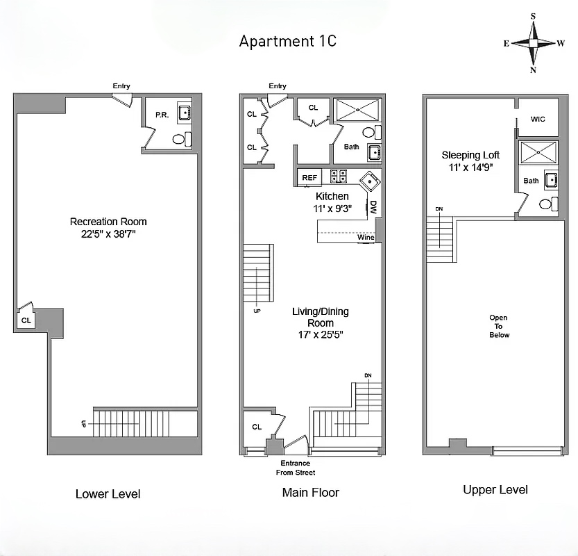 Floorplan for 529 West 42nd Street, 1C