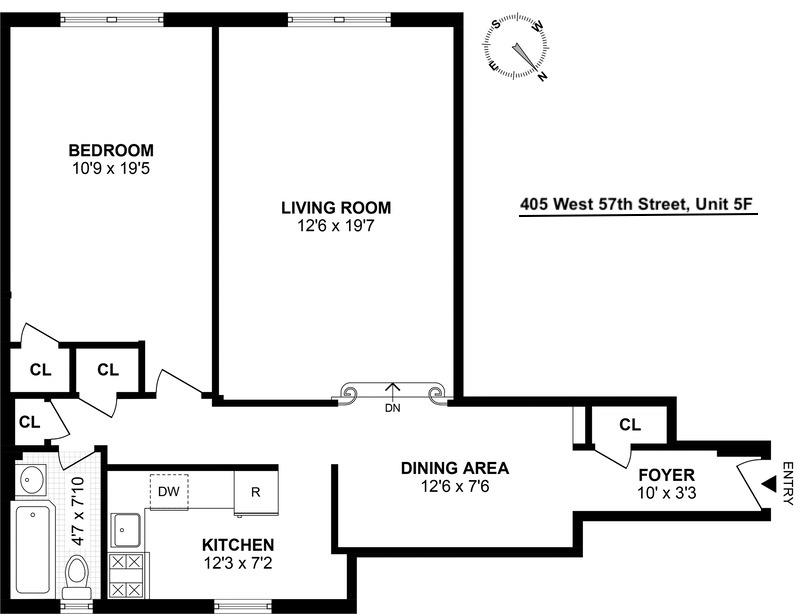 Floorplan for 405 West 57th Street, 5F