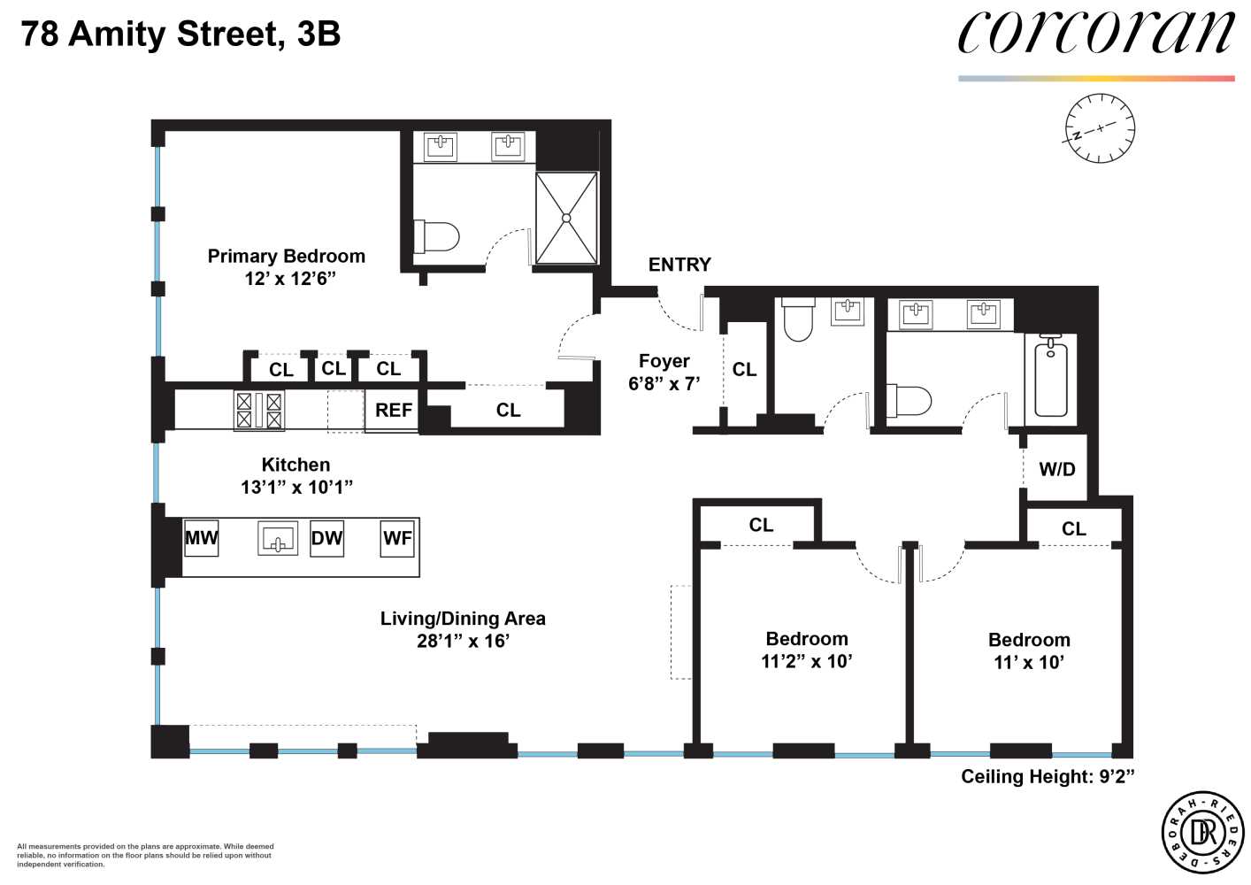Floorplan for 78 Amity Street, 3B