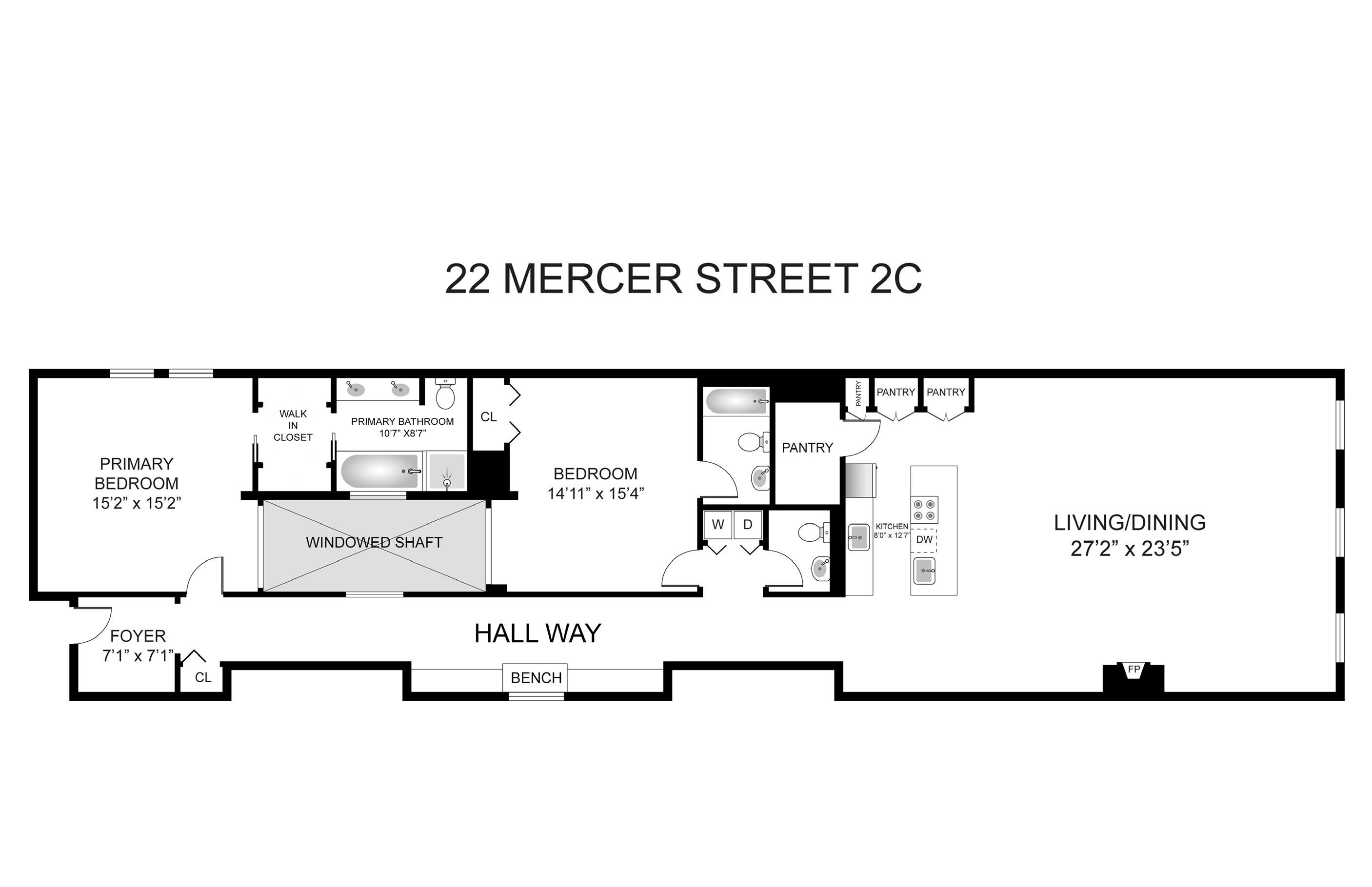 Floorplan for 22 Mercer Street, 2-C