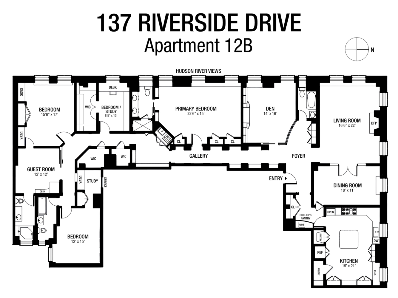 Floorplan for 137 Riverside Drive, 12B
