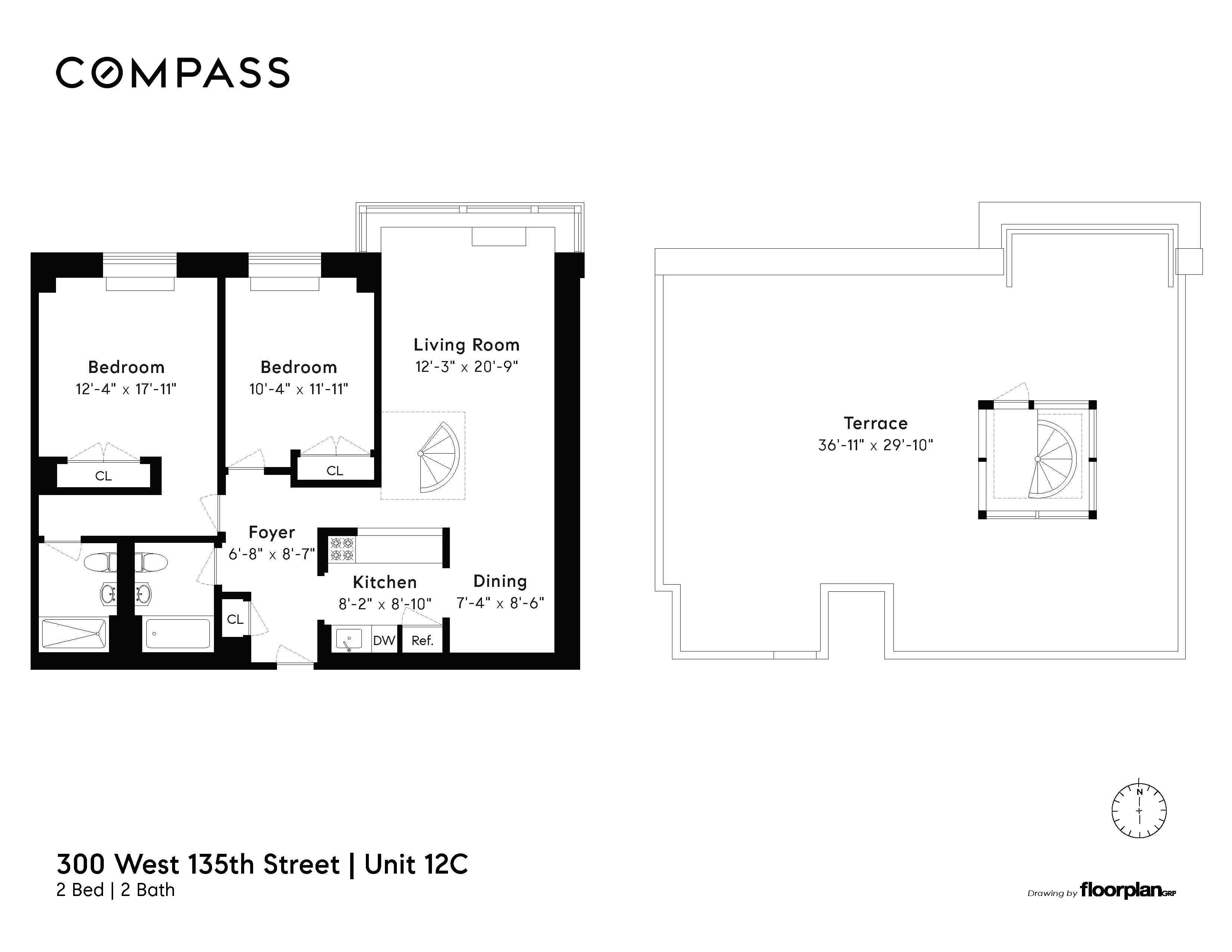 Floorplan for 300 West 135th Street, 12C