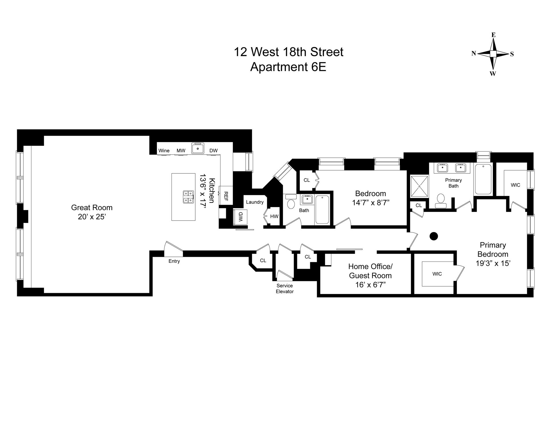 Floorplan for 12 West 18th Street, 6E