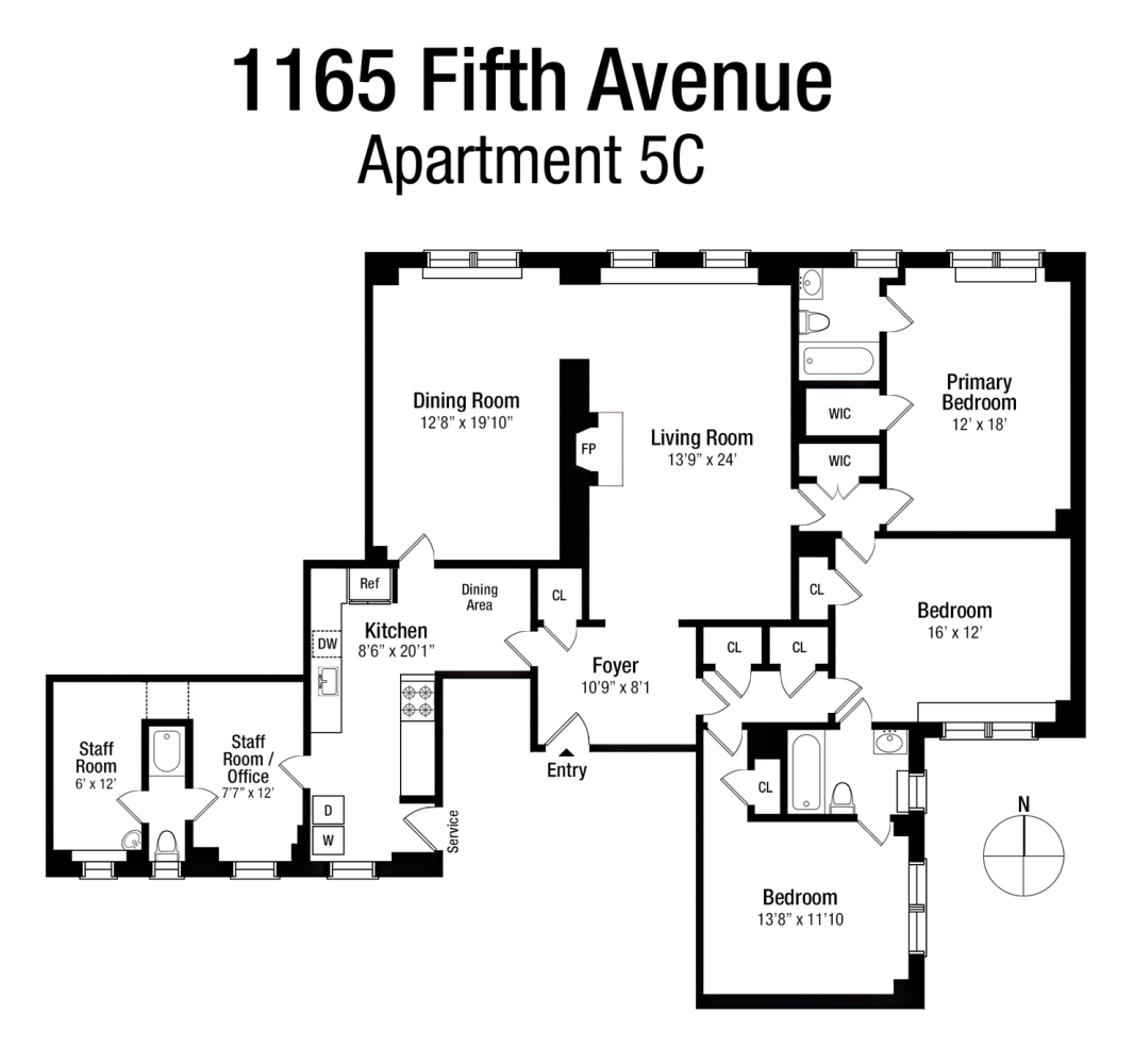 Floorplan for 1165 5th Avenue, 5C