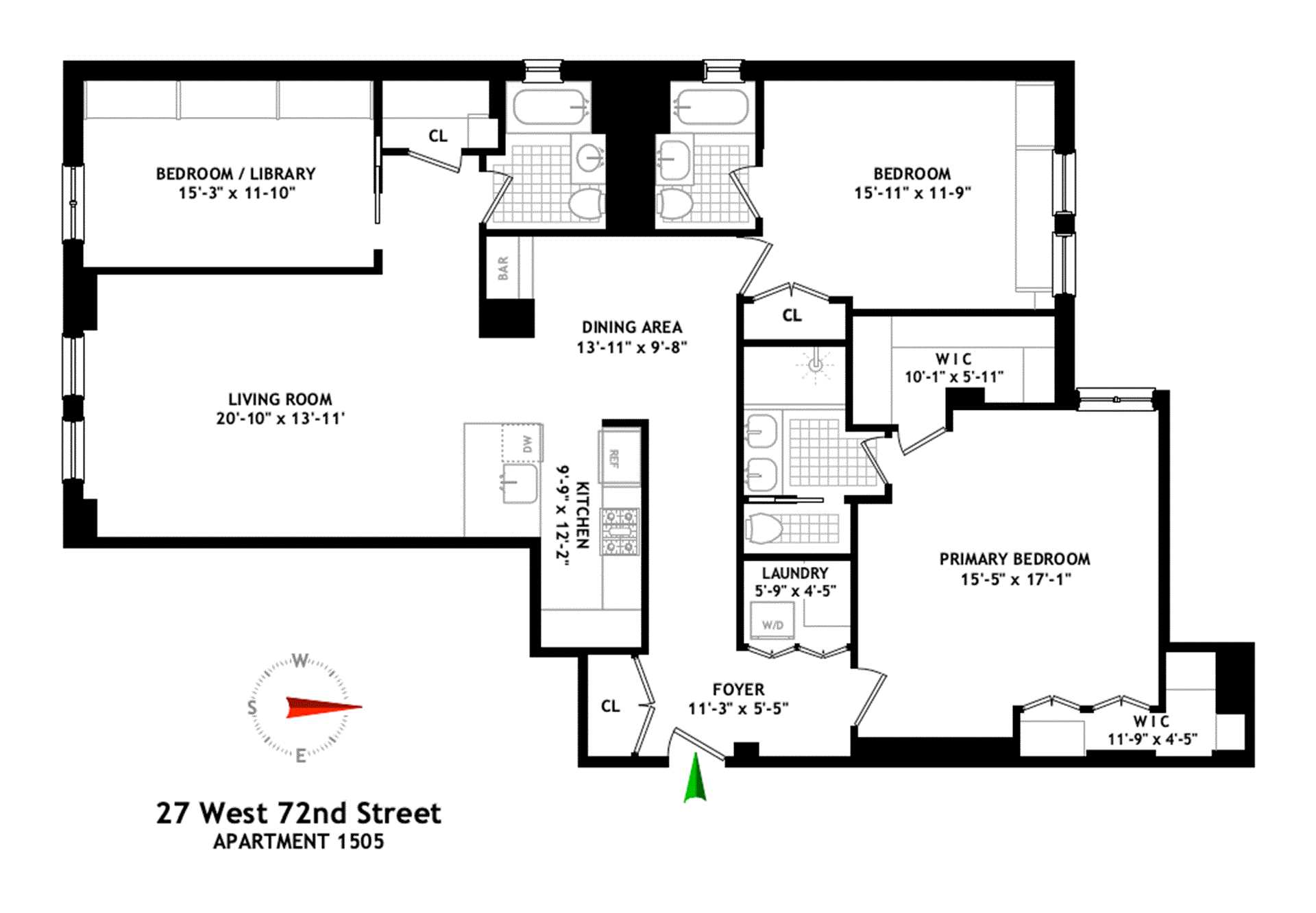 Floorplan for 27 West 72nd Street, 1505