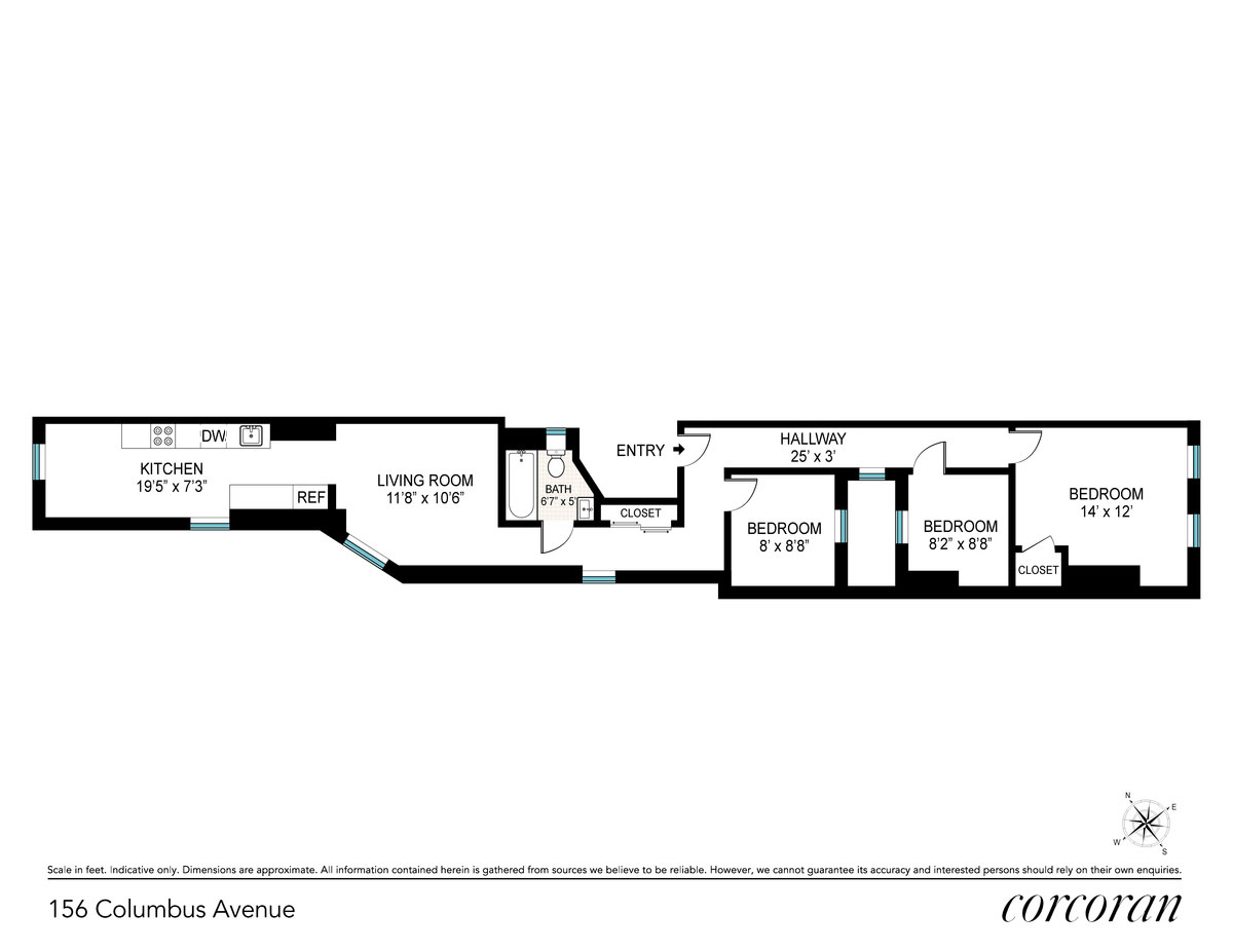 Floorplan for 156 Columbus Avenue, 2S