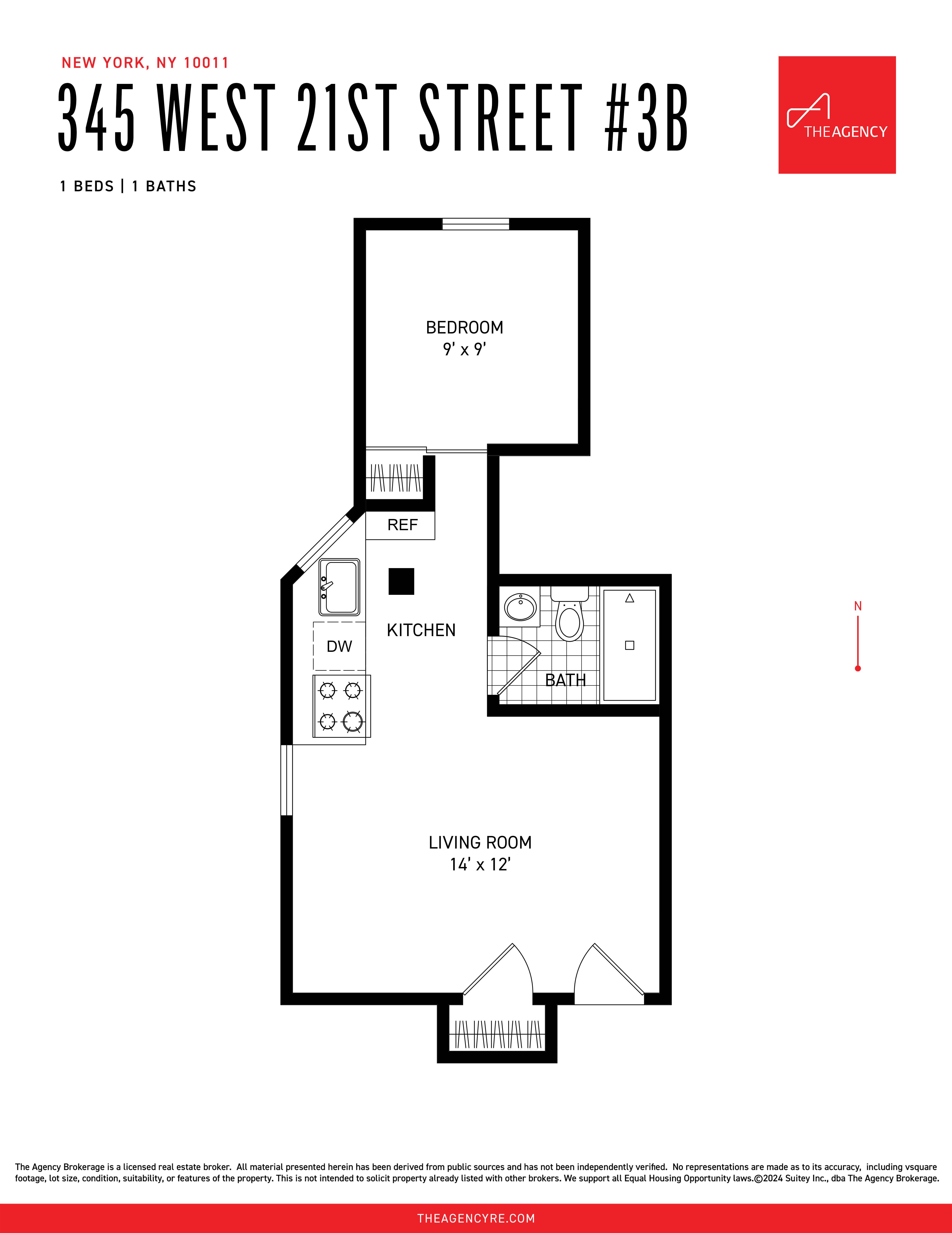 Floorplan for 345 West 21st Street, 3-B