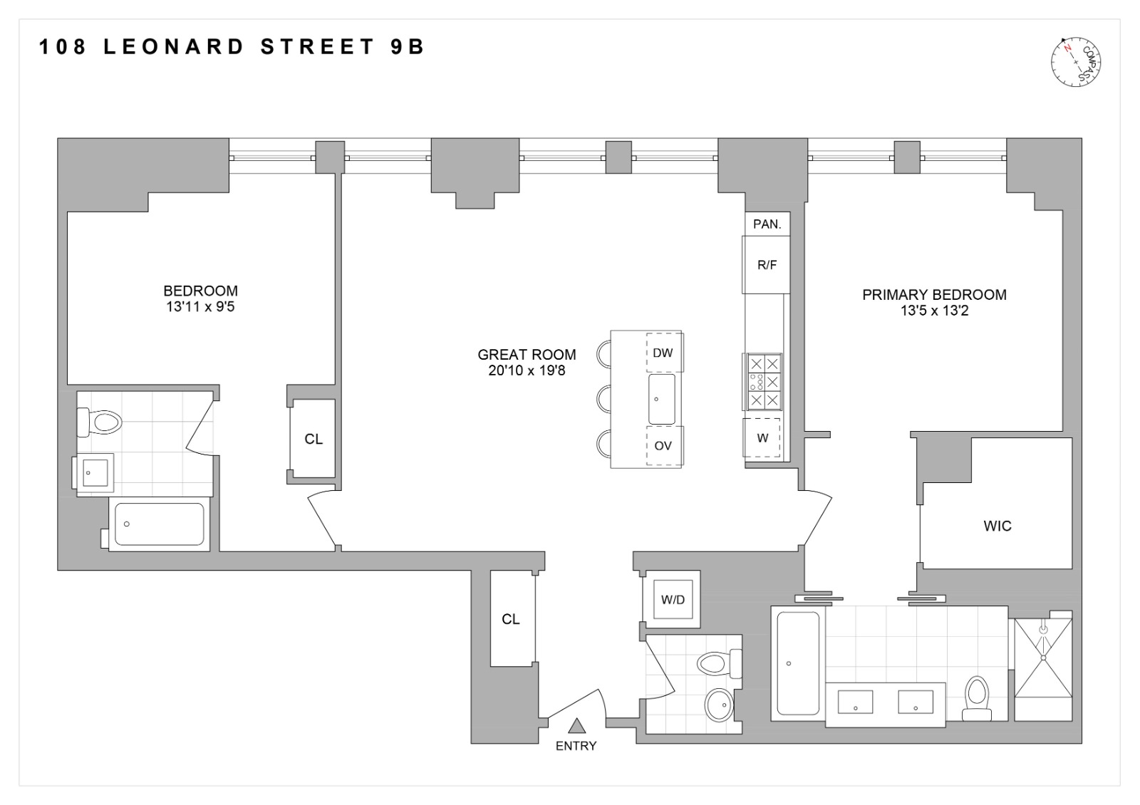 Floorplan for 108 Leonard Street, 9B