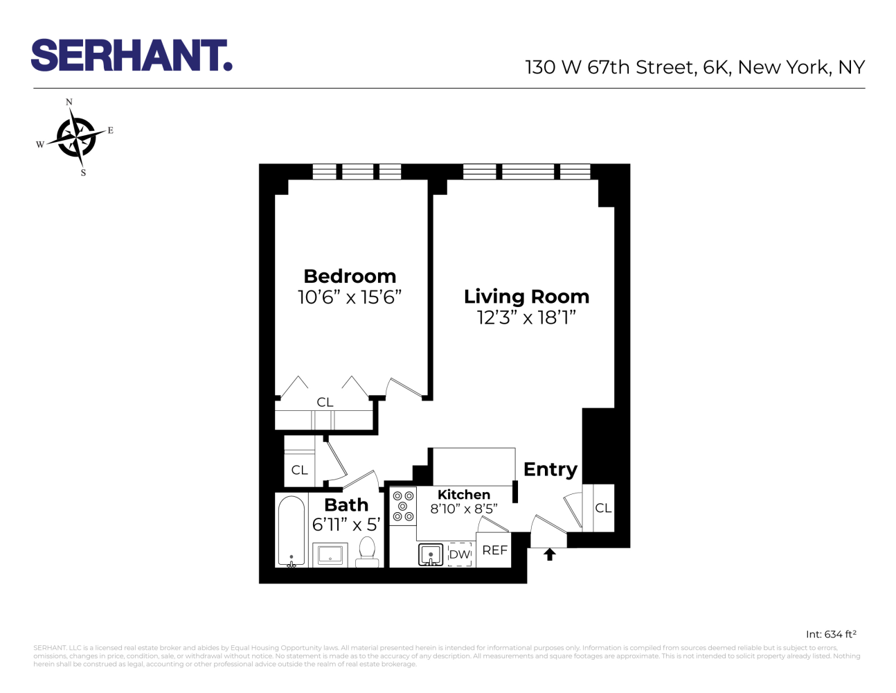 Floorplan for 130 West 67th Street, 6K
