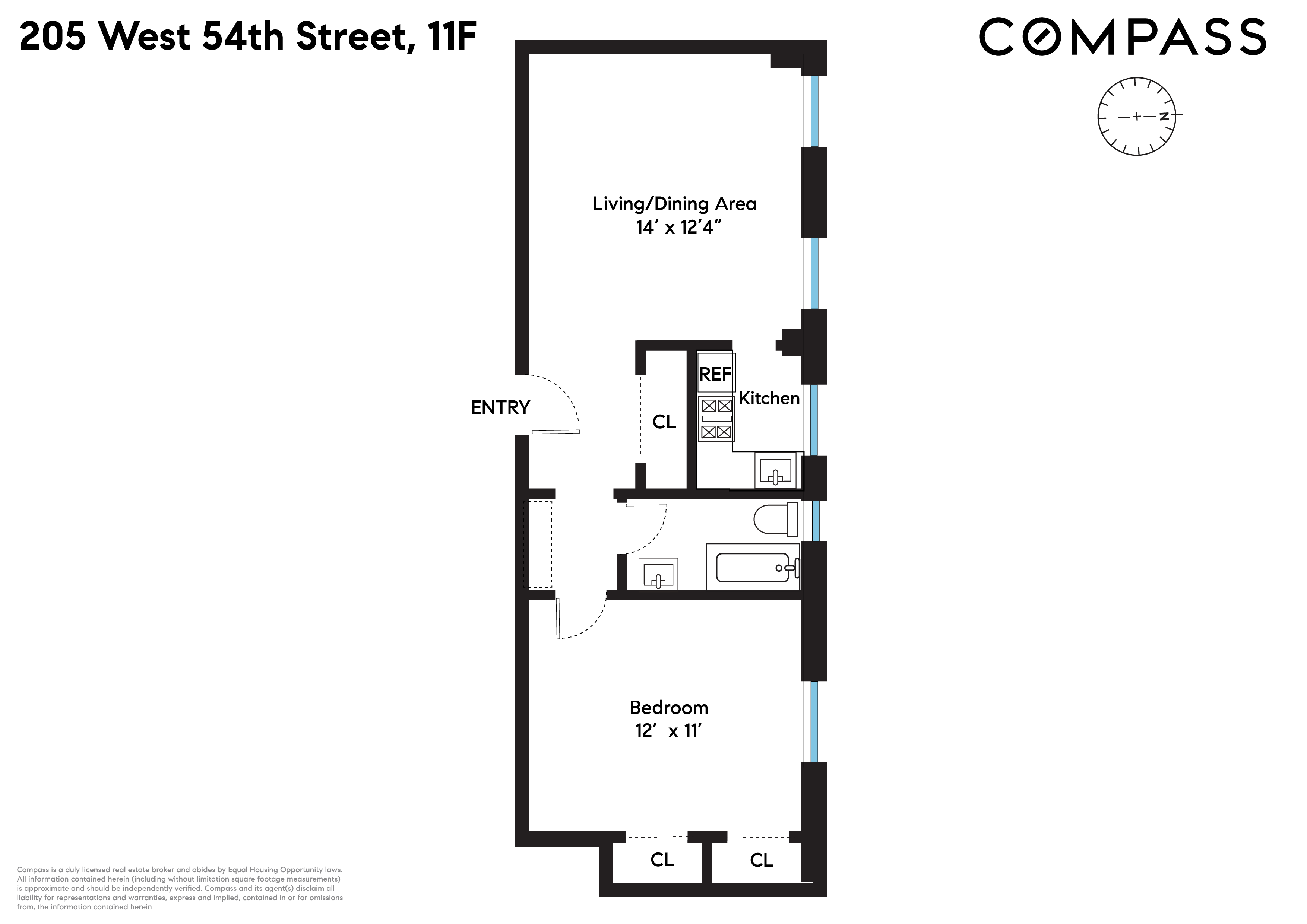 Floorplan for 205 West 54th Street, 11F