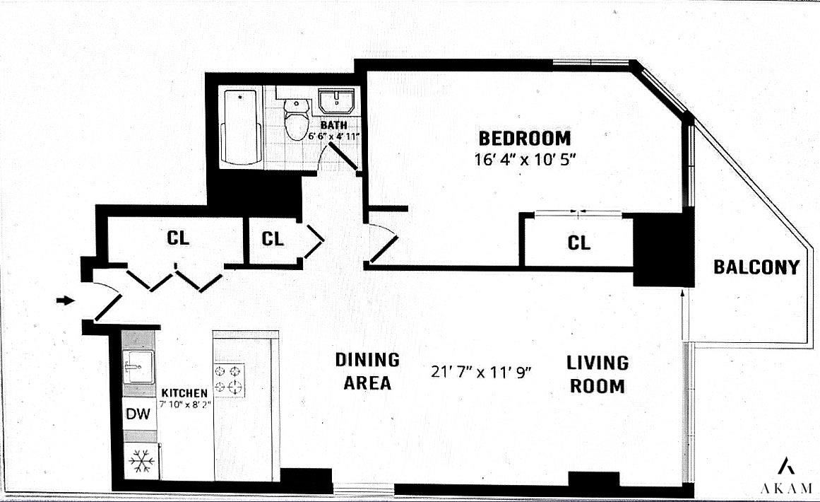 Floorplan for 1991 Broadway, 23-B