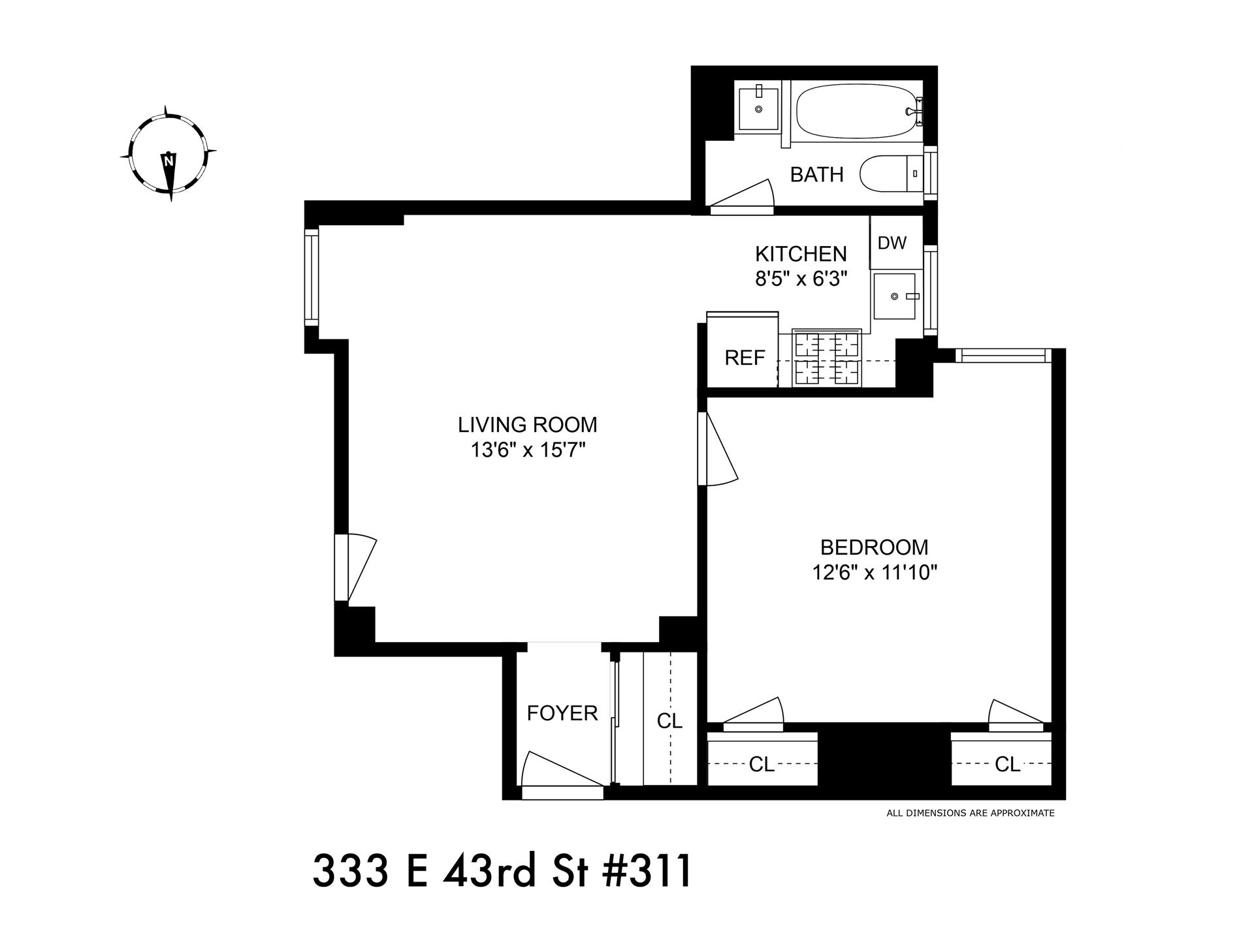 Floorplan for 333 East 43rd Street, 311