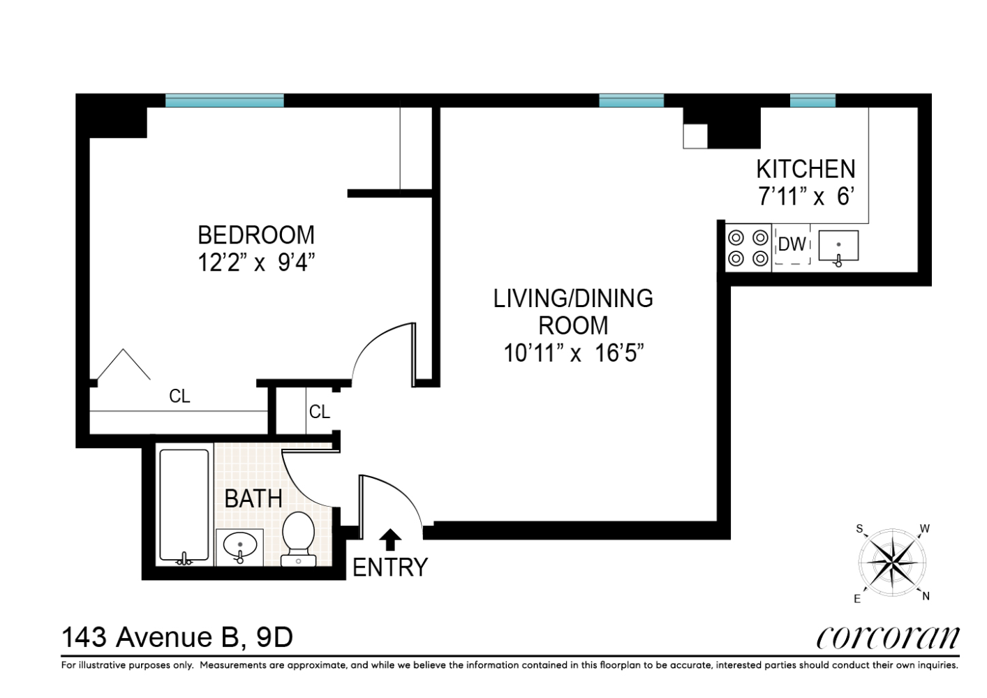 Floorplan for 143 Ave B, 9D