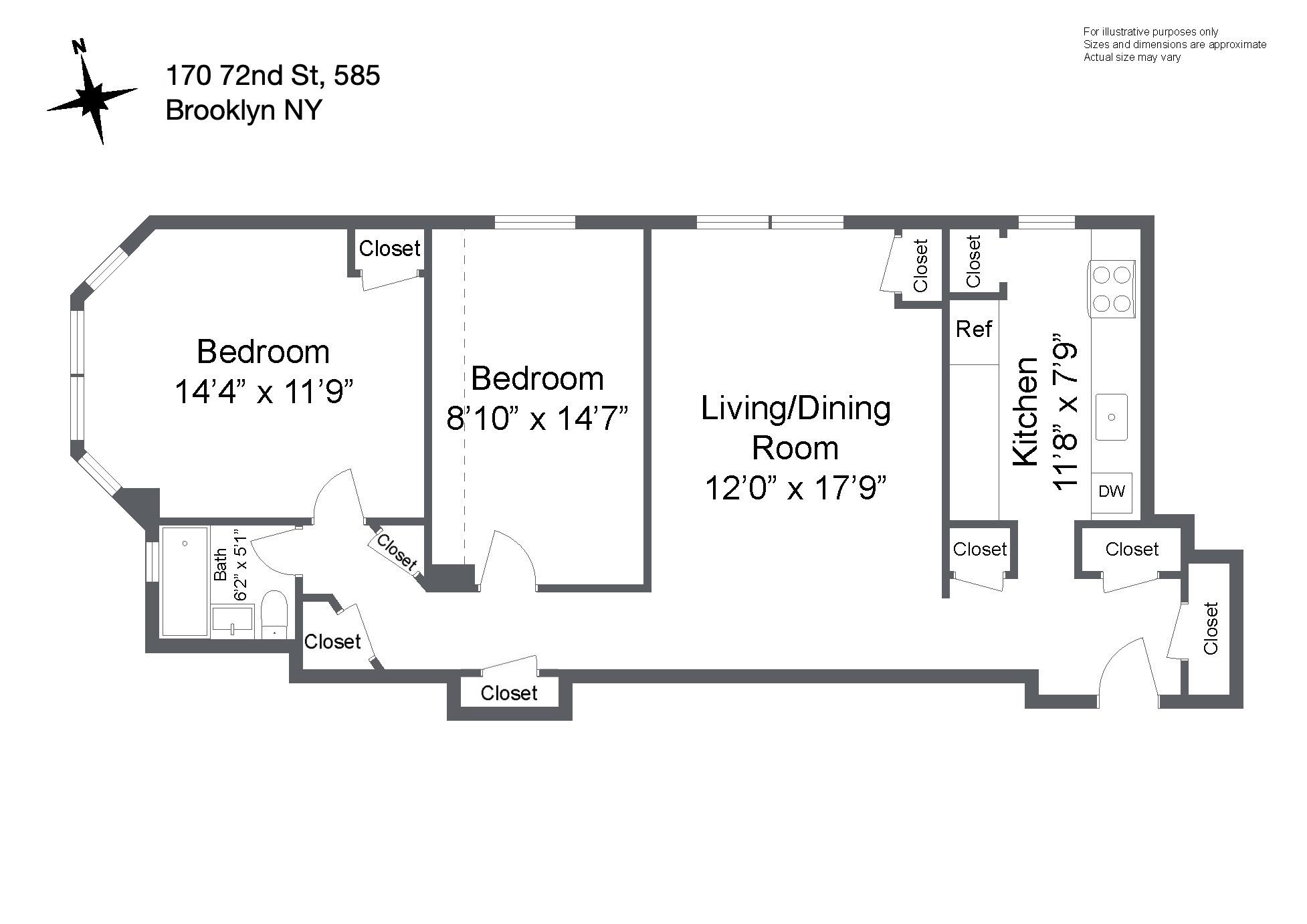 Floorplan for 170 72nd Street, 585