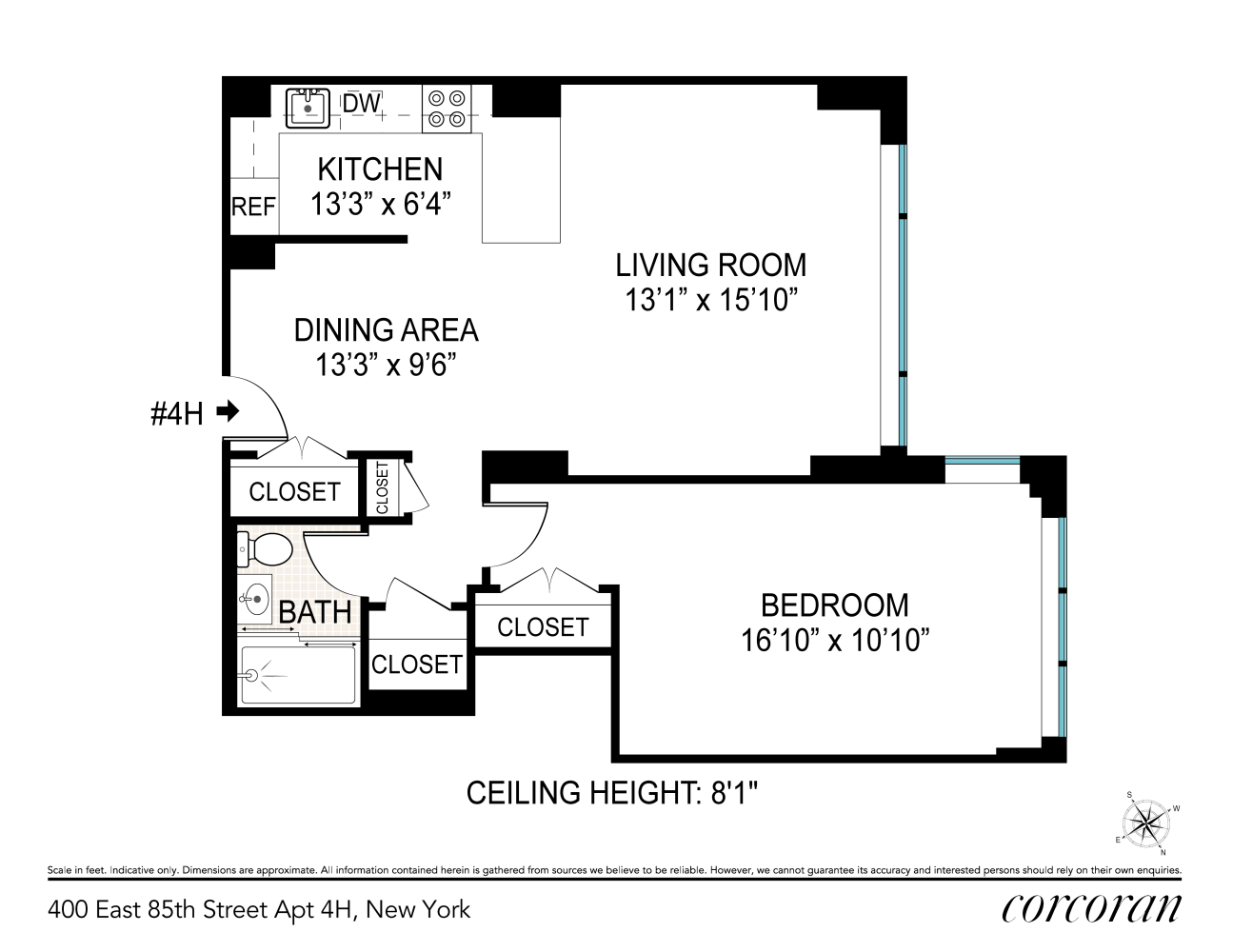 Floorplan for 400 East 85th Street, 4H
