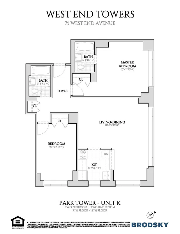 Floorplan for 75 West End Avenue, P14K