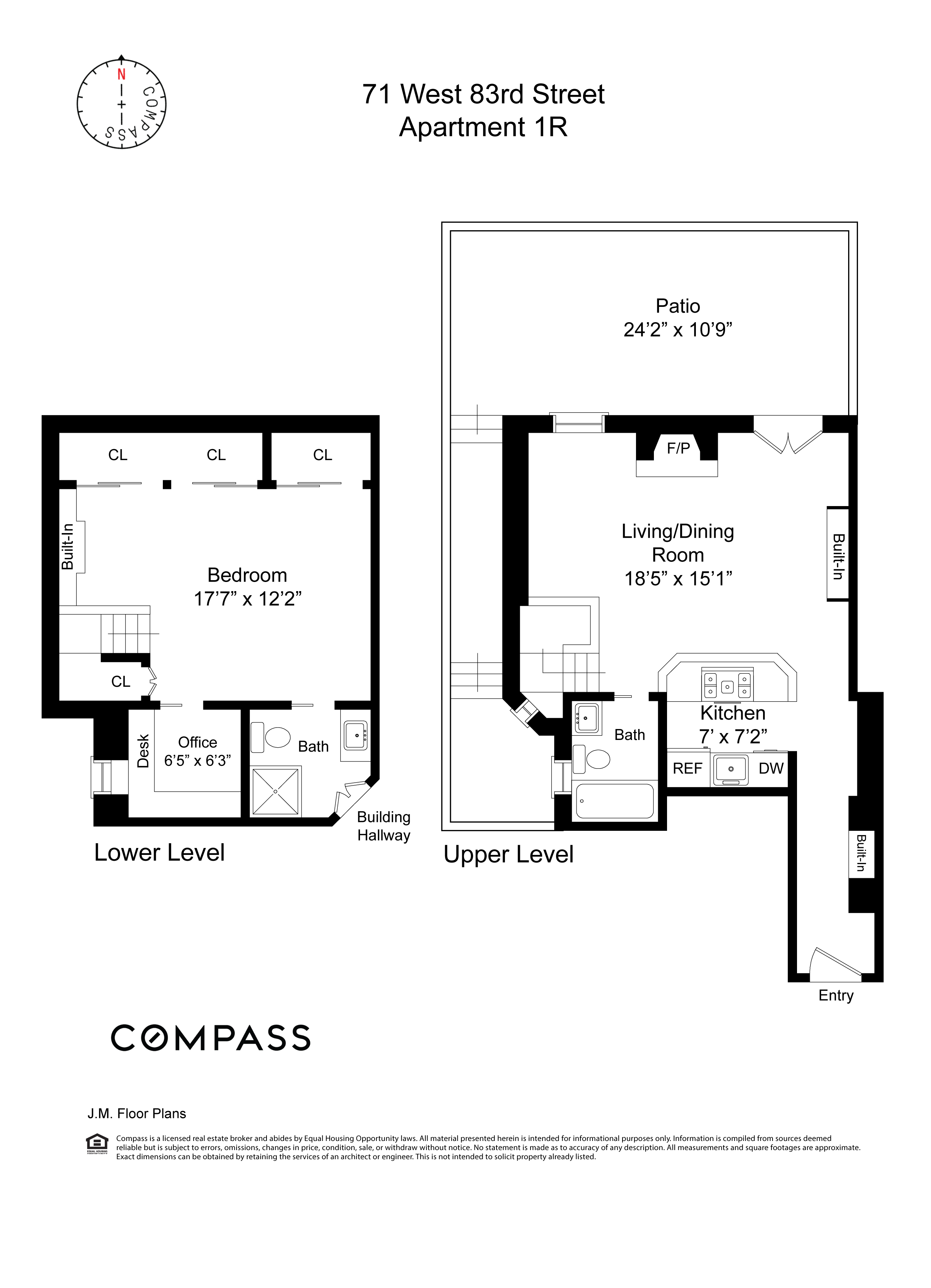 Floorplan for 71 West 83rd Street, 1R