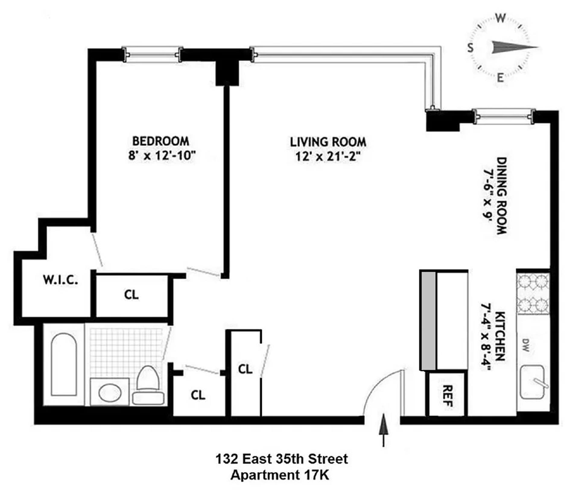 Floorplan for 132 East 35th Street, 17K
