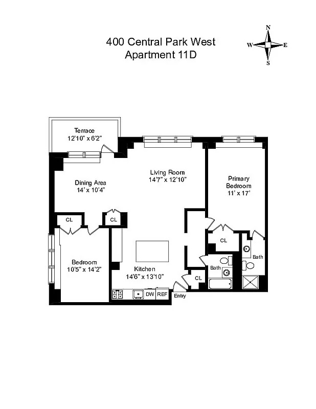 Floorplan for 400 Central Park, 11D