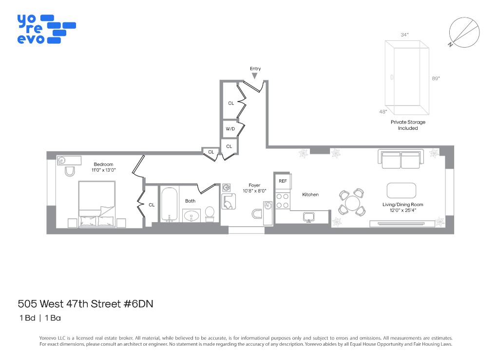 Floorplan for 505 West 47th Street, 6DN