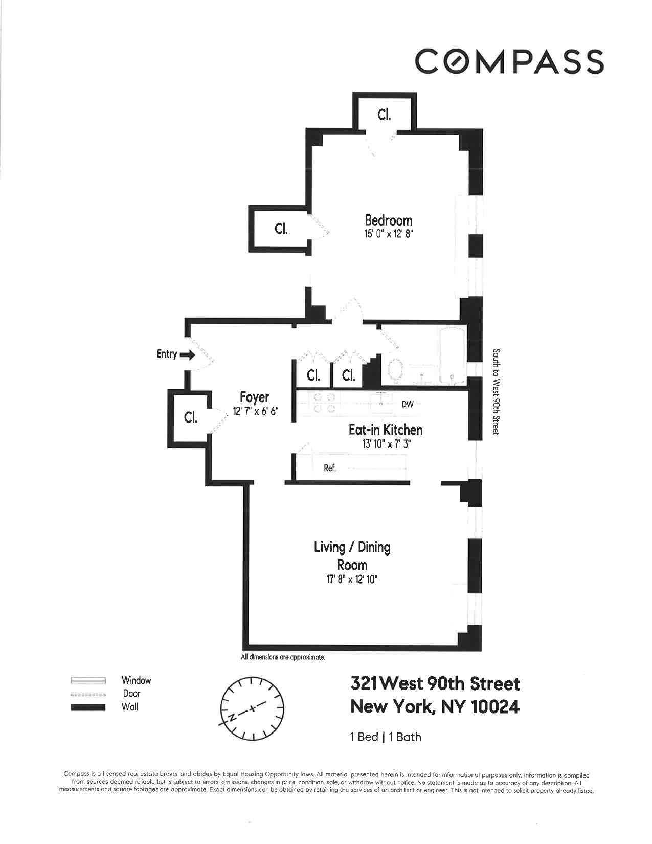 Floorplan for 321 West 90th Street, 5B