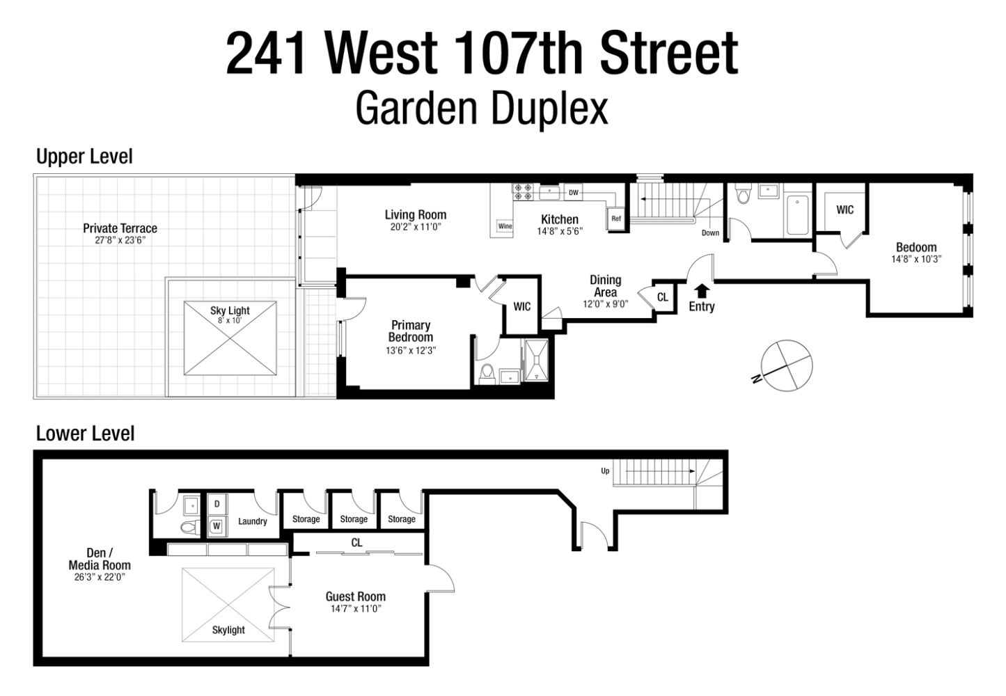 Floorplan for 241 West 107th Street, TH