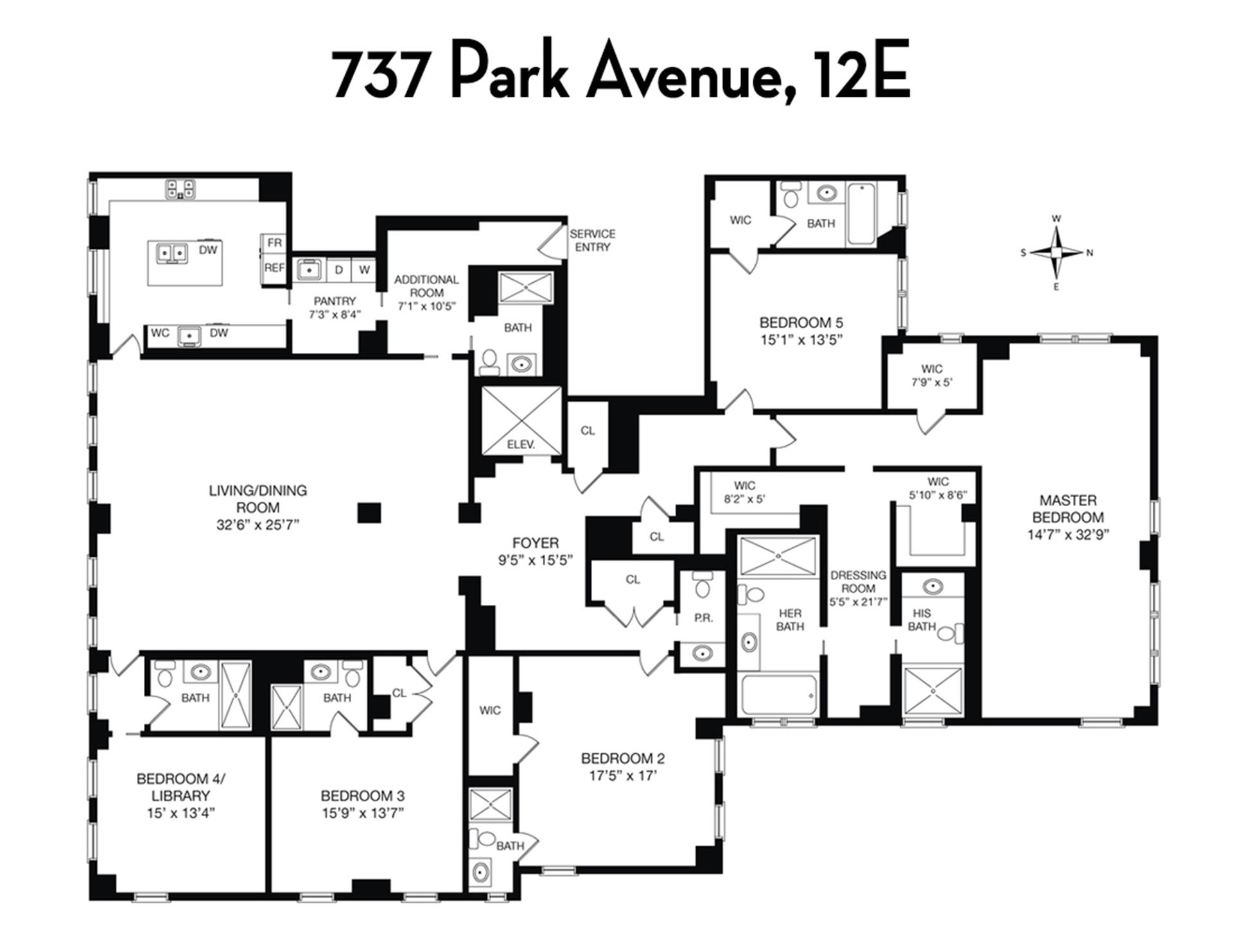 Floorplan for 737 Park Avenue, 12E
