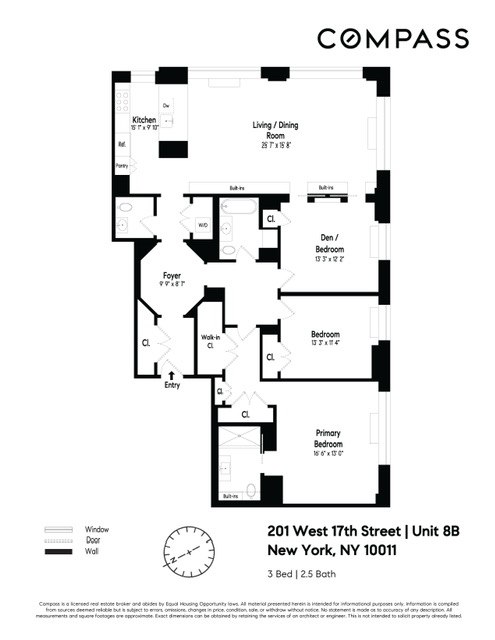 Floorplan for 201 West 17th Street, 8B