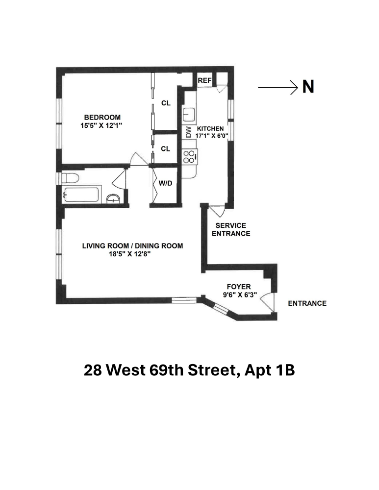 Floorplan for 28 West 69th Street, 1B