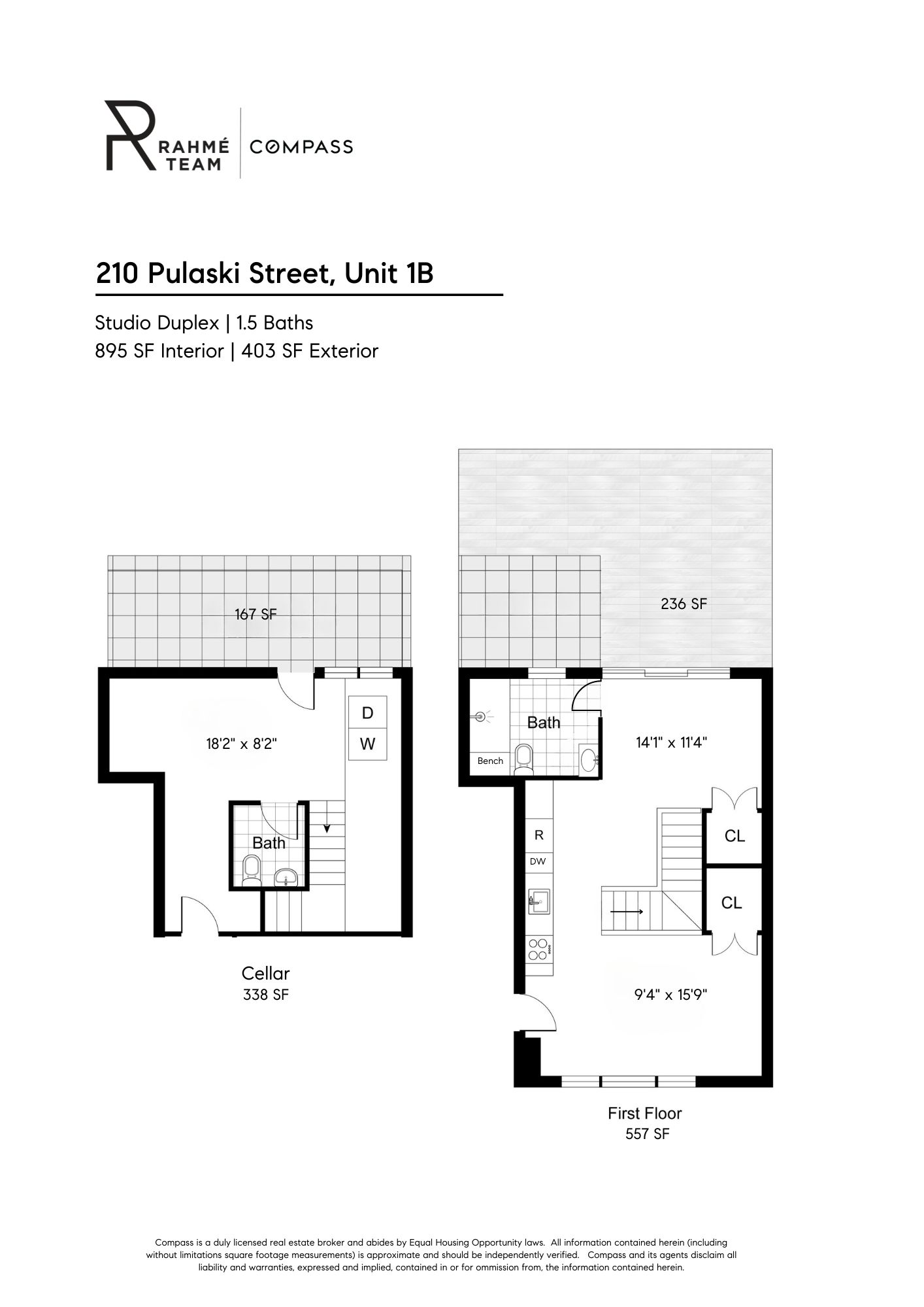 Floorplan for 210 Pulaski Street, 1B