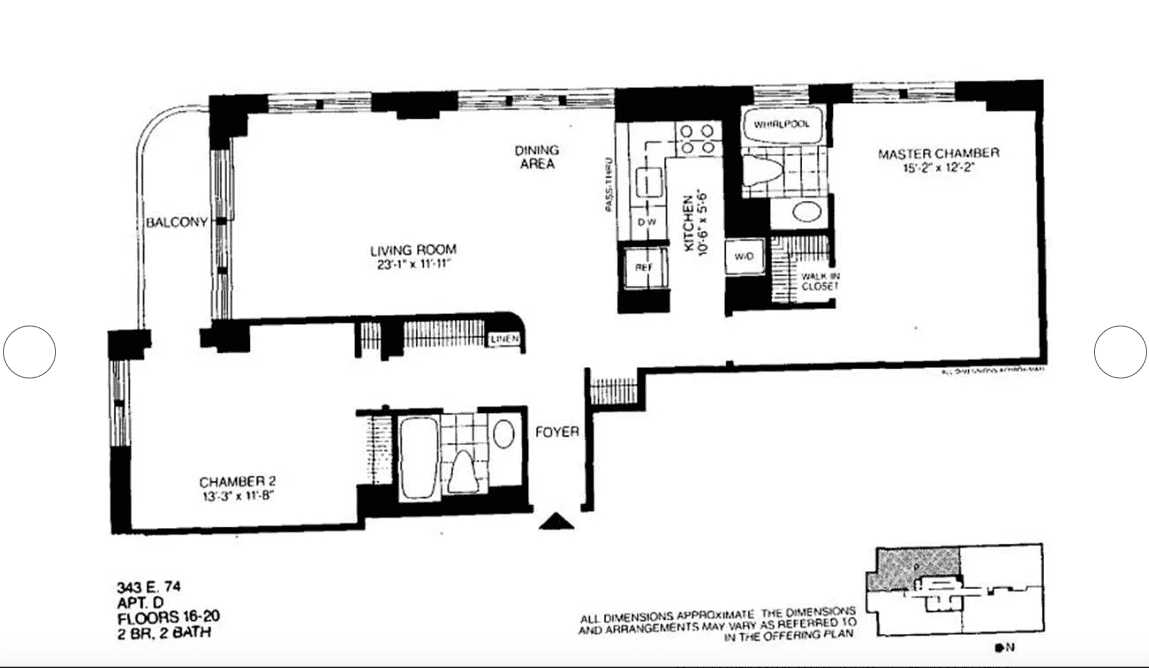 Floorplan for 343 East 74th Street, 16-D