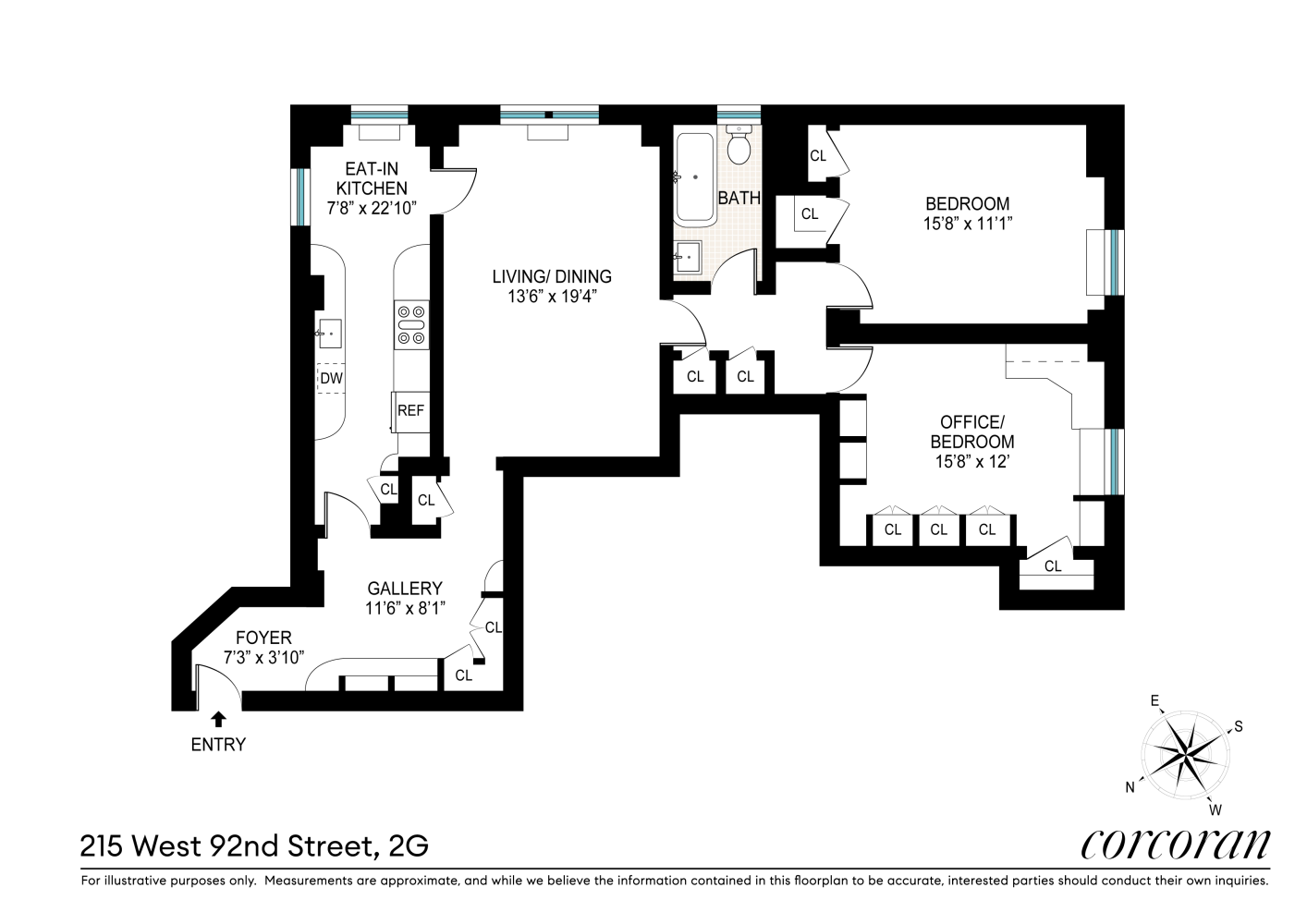 Floorplan for 215 West 92nd Street, 2G