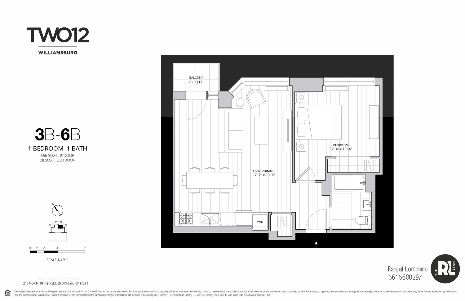Floorplan for 212 North 9th Street, 4B